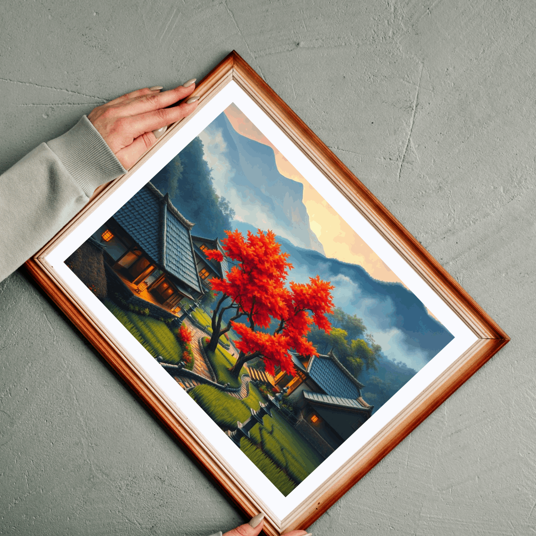 Japanese Mountain Village Jigsaw Puzzle - Autumn Scene, Ideal for Family Game Nights, Solo Fun, Holiday Birthday Gift for Friends Puzzle The Puzzle Chest