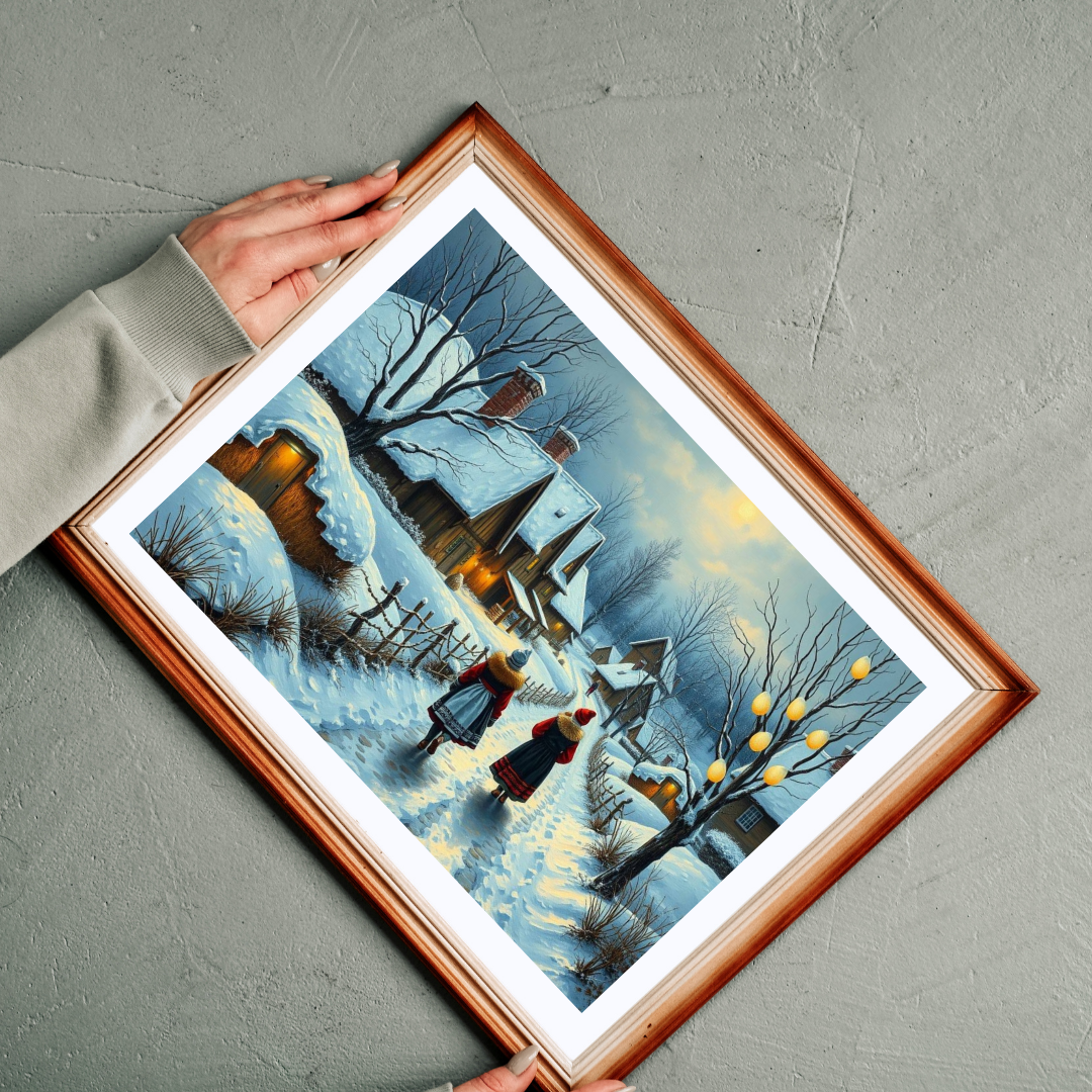 Ukrainian Village Jigsaw Puzzle - Winter Scene, Family Activity, Folk Art Puzzle, Christmas Holiday or Birthday Gift for Friends Puzzle The Puzzle Chest
