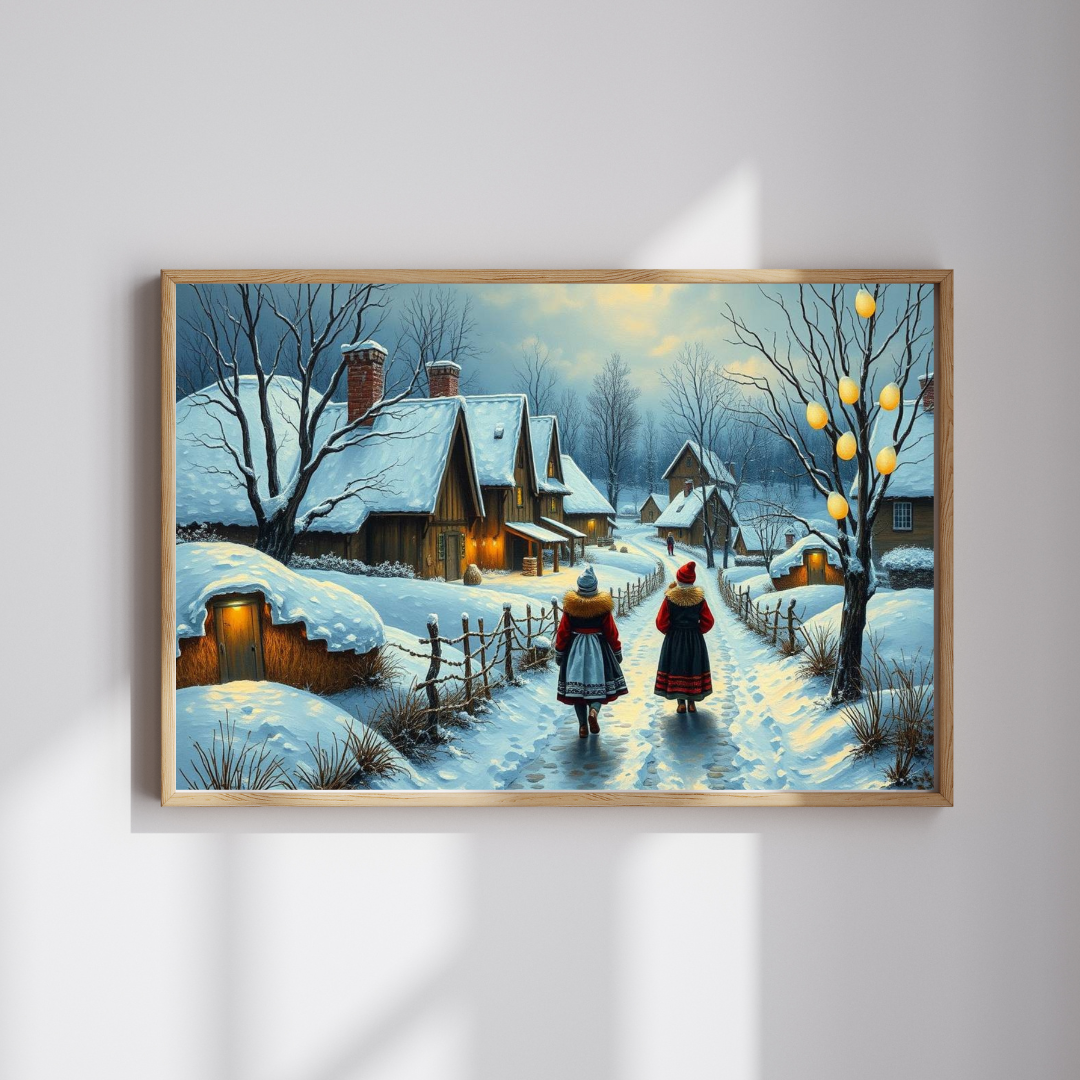 Ukrainian Village Jigsaw Puzzle - Winter Scene, Family Activity, Folk Art Puzzle, Christmas Holiday or Birthday Gift for Friends Puzzle The Puzzle Chest