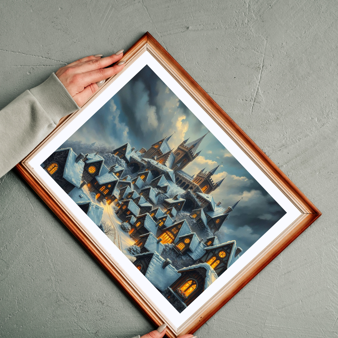 Gothic Hearths Winter Village Jigsaw Puzzle, Gothic Art Print of Enchanting Winter Castle, Puzzle Lover Gift for Dark Fantasy Enthusiasts Puzzle The Puzzle Chest