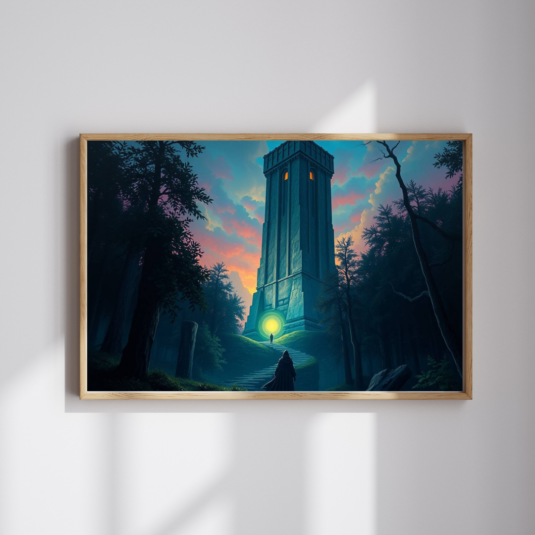 The Seeker Jigsaw Puzzle for Adults - Mystical Tower in Twilight Forest, Gothic Puzzle, Gothic Art Print, Dark Fantasy Gift for Puzzle Lover Puzzle The Puzzle Chest