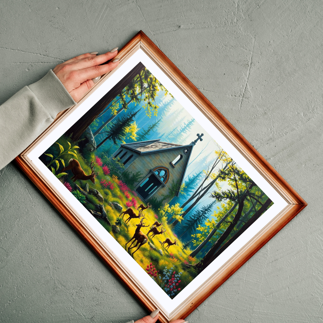 Sancturary Reclaimed Jigsaw Puzzle - Collapsed Chapel in Forest, Deer Puzzle, Gothic Puzzle, Serene Nature Puzzle, Wildlife Art Print Puzzle The Puzzle Chest