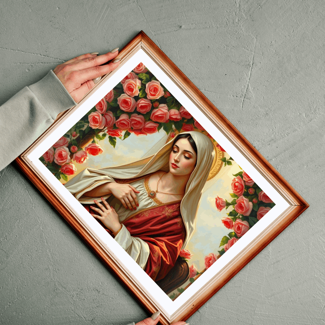 Serene Madonna Jigsaw Puzzle - Rose Design, Inspirational Art Puzzle, Faith-Based Puzzle, Ideal for Solo Fun, Game Night, Puzzle Lover Gift Puzzle The Puzzle Chest