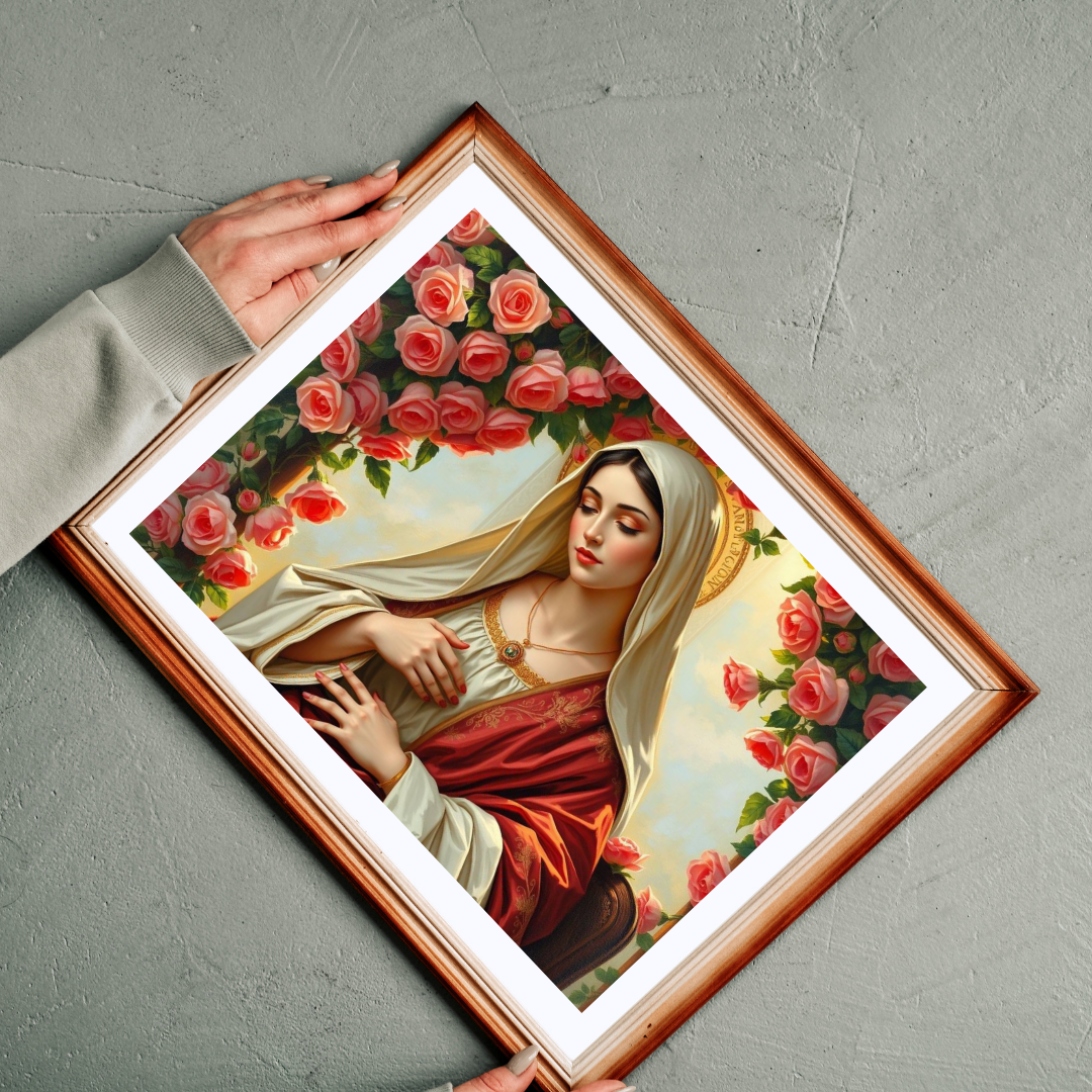 Serene Madonna Jigsaw Puzzle - Rose Design, Religious Art Puzzle, Faith-Based Puzzle, Ideal for Solo Fun, Game Night, Puzzle Lover Gift Puzzle The Puzzle Chest