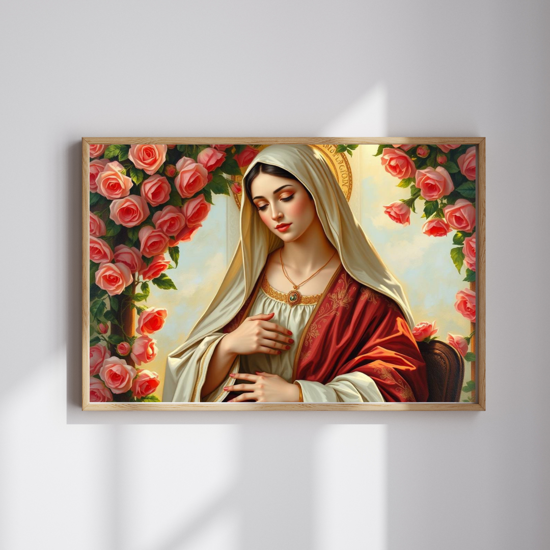 Serene Madonna Jigsaw Puzzle - Rose Design, Religious Art Puzzle, Faith-Based Puzzle, Ideal for Solo Fun, Game Night, Puzzle Lover Gift Puzzle The Puzzle Chest