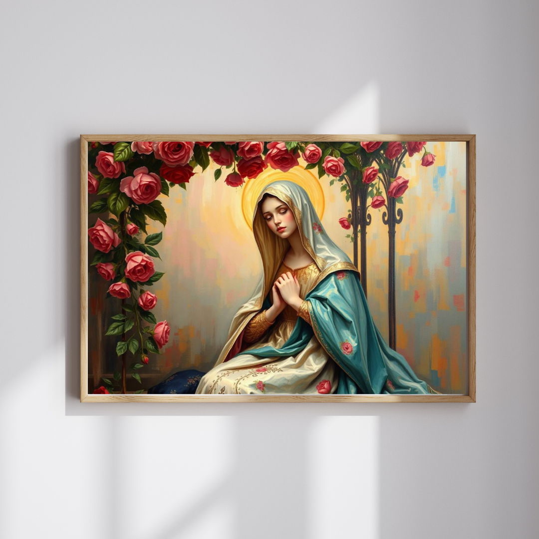 Floral Virgin Mary Jigsaw Puzzle - 110/252/520/1014 pieces, Art Puzzle, Religious Gift, Home Decor, Family Activity, Gift for Holidays Puzzle The Puzzle Chest