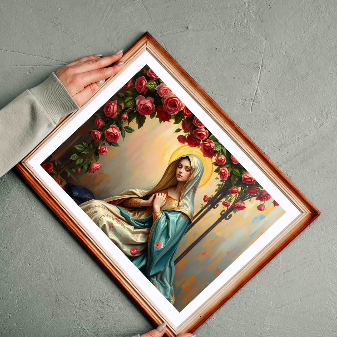 Floral Virgin Mary Jigsaw Puzzle - 110/252/520/1014 pieces, Art Puzzle, Religious Gift, Home Decor, Family Activity, Gift for Holidays Puzzle The Puzzle Chest