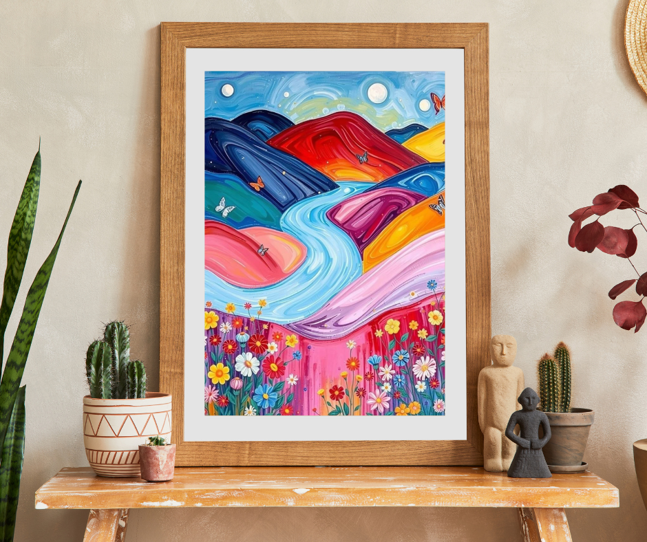 Pastel Petals - River Through Candy Hill Jigsaw Puzzle Colleciton, Beautiful Nature Puzzle, Colorful Landscape Art, Puzzle Lover Gift, Family Fun, 110/252/520/1014 Puzzle The Puzzle Chest
