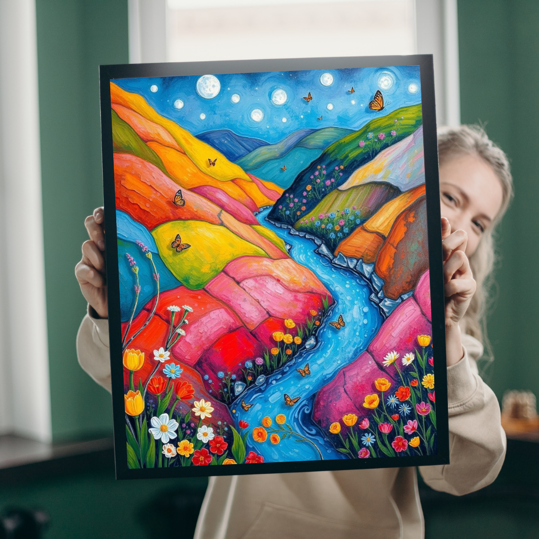 Meadow Stream Melody - River Through Candy Hill Jigsaw Puzzle Collection, Beautiful Nature Puzzle, Colorful Landscape Art, Puzzle Lover Gift, Family Fun, 110/252/520/1014 Puzzle The Puzzle Chest