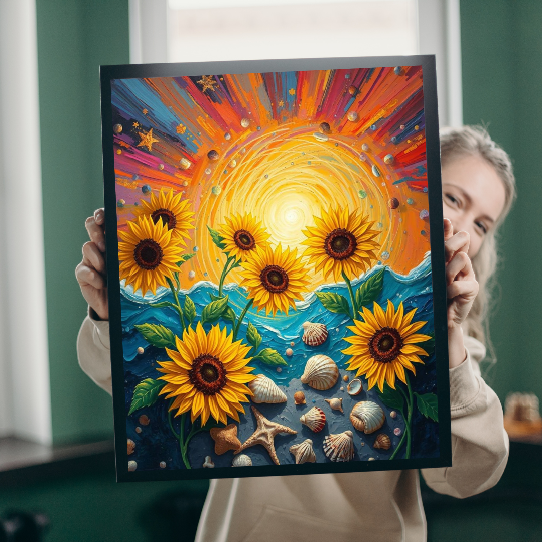 Sunflower and Seashell Jigsaw Puzzle, Colorful Sunset Beach Puzzle for Adults, Fun Indoor Activity, Puzzle Gift for Friends, Family Night Puzzle The Puzzle Chest