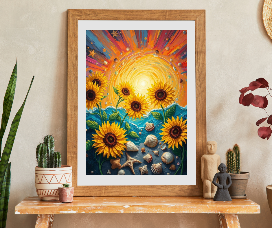 Sunflower and Seashell Jigsaw Puzzle, Colorful Sunset Beach Puzzle for Adults, Fun Indoor Activity, Puzzle Gift for Friends, Family Night Puzzle The Puzzle Chest