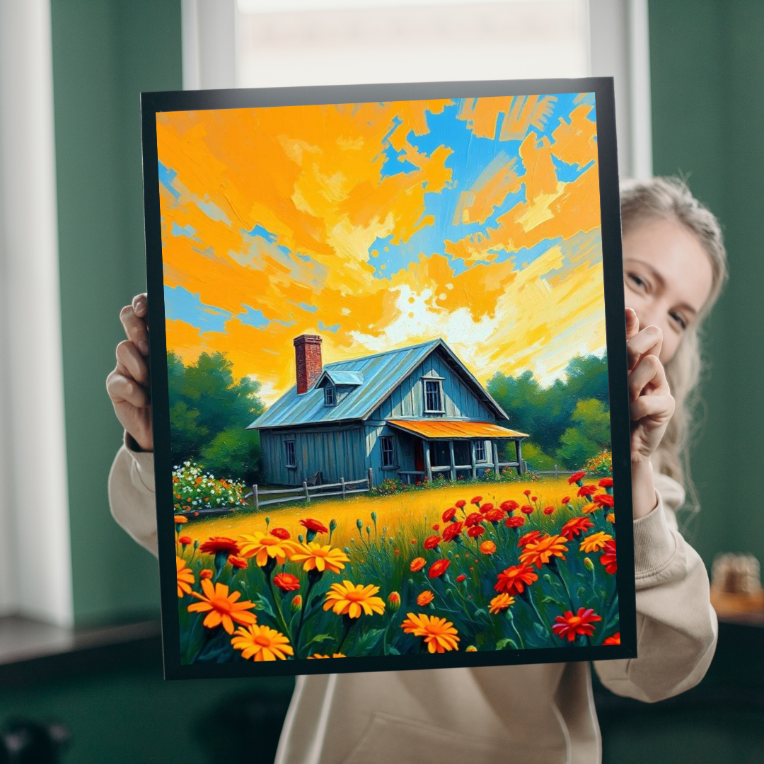 Sunset Bloom Farmhouse Puzzle – 1000 Piece Jigsaw, Rustic House and Garden Scene, Summer Puzzle for Adults, Country Home Decor Gift Idea Puzzle The Puzzle Chest