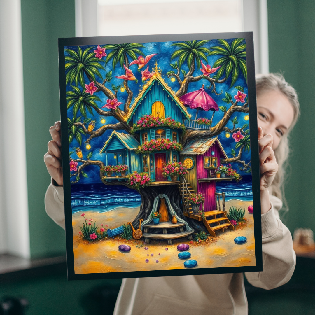 Seaside Hideaway Treehouse Puzzle, 110, 252, 520, 1014-piece Fun Summer Coastal Jigsaw Beach Scene for Family Activity, Puzzle Lover Gift Home Decor Puzzle The Puzzle Chest