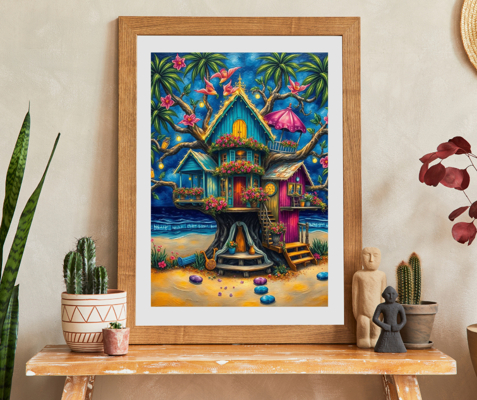 Seaside Hideaway Treehouse Puzzle, 110, 252, 520, 1014-piece Fun Summer Coastal Jigsaw Beach Scene for Family Activity, Puzzle Lover Gift Home Decor Puzzle The Puzzle Chest