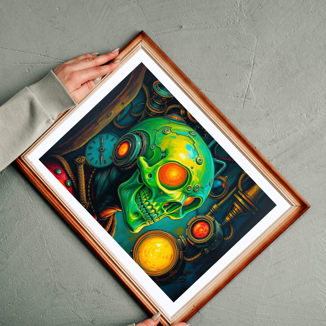 Neon Machina Jigsaw Puzzle, Steampunk Skull Puzzle, 110-1014 Piece Unique Gift for Family, Friends, Party Activity, Halloween Brain Teaser Puzzle The Puzzle Chest