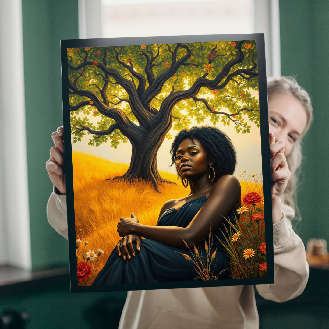 Sacred Summer - A Black Art Jigsaw Puzzle, Black Woman Under the Tree of Life, Serene Nature Scene, Afrocentric Gift for Puzzle Lovers Puzzle The Puzzle Chest