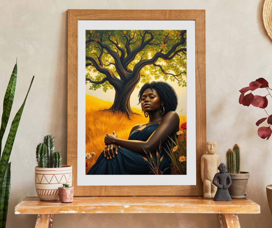 Sacred Summer - A Black Art Jigsaw Puzzle, Black Woman Under the Tree of Life, Serene Nature Scene, Afrocentric Gift for Puzzle Lovers Puzzle The Puzzle Chest