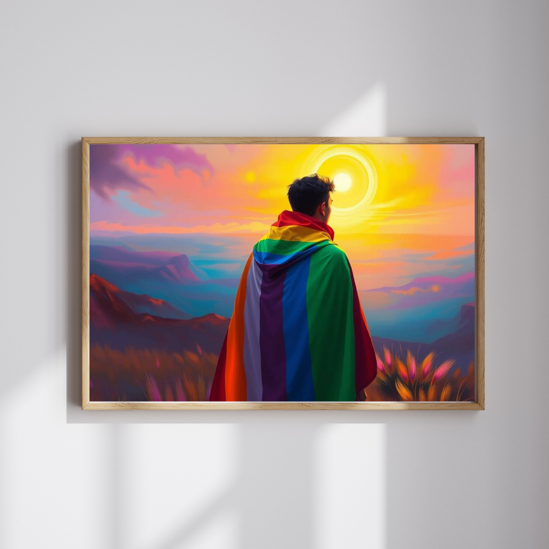 LGBTQ Pride Flag Puzzle - Queer Person in Rainbow Sunset Landscape, Fun Activity, Unique Holiday Birthday Pride Month Gift, Mindful Activity Puzzle The Puzzle Chest