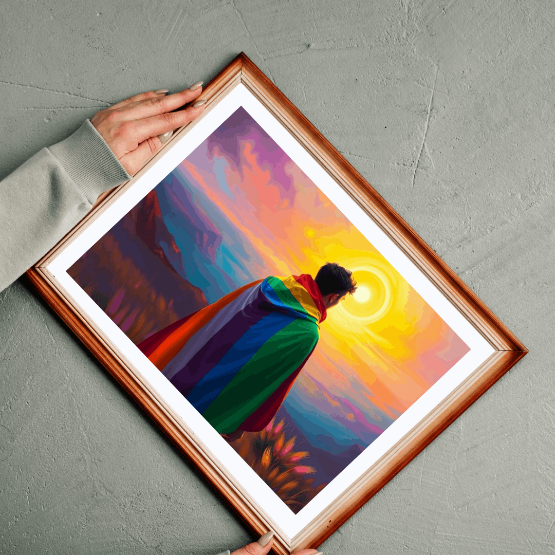 LGBTQ Pride Flag Puzzle - Queer Person in Rainbow Sunset Landscape, Fun Activity, Unique Holiday Birthday Pride Month Gift, Mindful Activity Puzzle The Puzzle Chest
