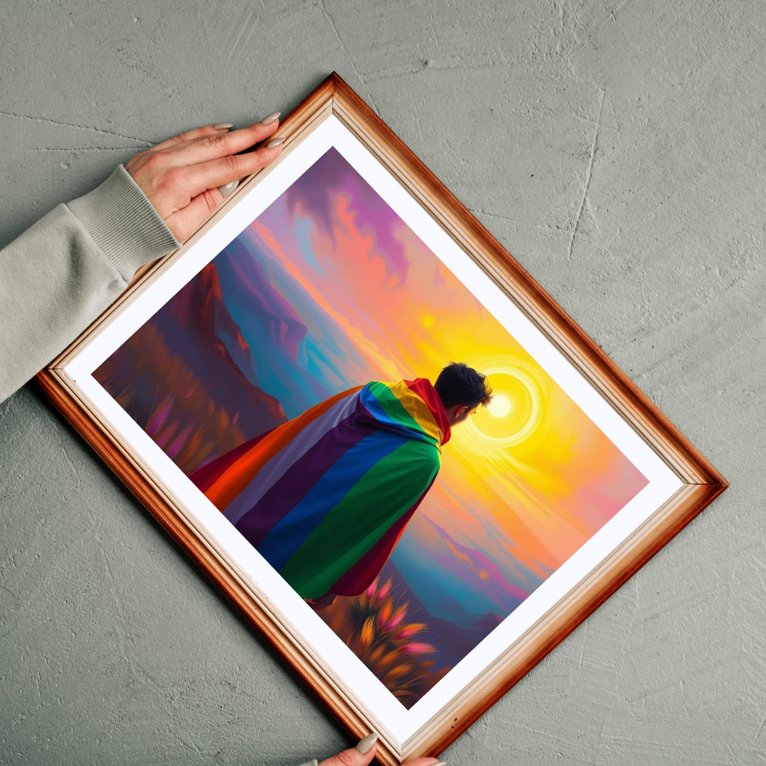 LGBTQ Pride Flag Puzzle - Queer Person in Rainbow Sunset Landscape, Fun Activity, Unique Holiday Birthday Pride Month Gift, Mindful Activity Puzzle The Puzzle Chest