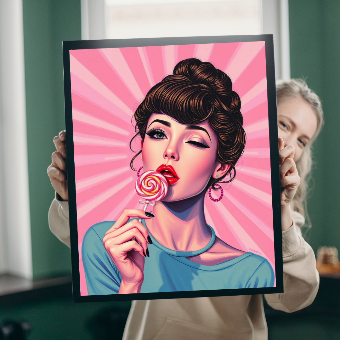 Candy Girl Pop Art Jigsaw Puzzle, Vintage Glamour Puzzle 110 - 1014-piece, Retro Gift for Puzzle Lovers, Home Activity, Fun Collectible
