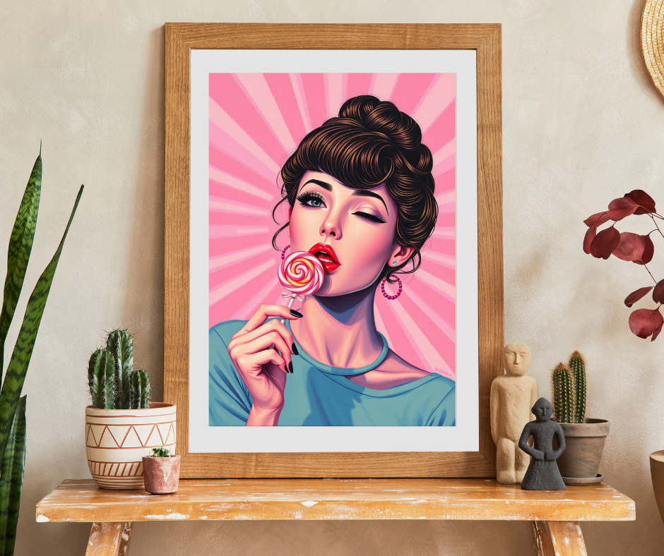 Candy Girl Pop Art Jigsaw Puzzle, Vintage Glamour Puzzle 110 - 1014-piece, Retro Gift for Puzzle Lovers, Home Activity, Fun Collectible