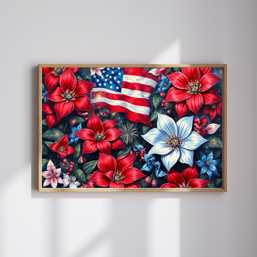 Garden of Liberty Jigsaw Puzzle, American Flag Patriotic Floral Game 110, 252, 520, 1014-piece, Family Game Night, Independence Gift for Him