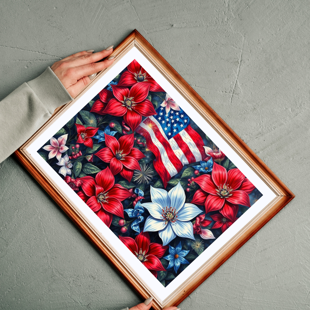 Garden of Liberty Jigsaw Puzzle, American Flag Patriotic Floral Game 110, 252, 520, 1014-piece, Family Game Night, Independence Gift for Him