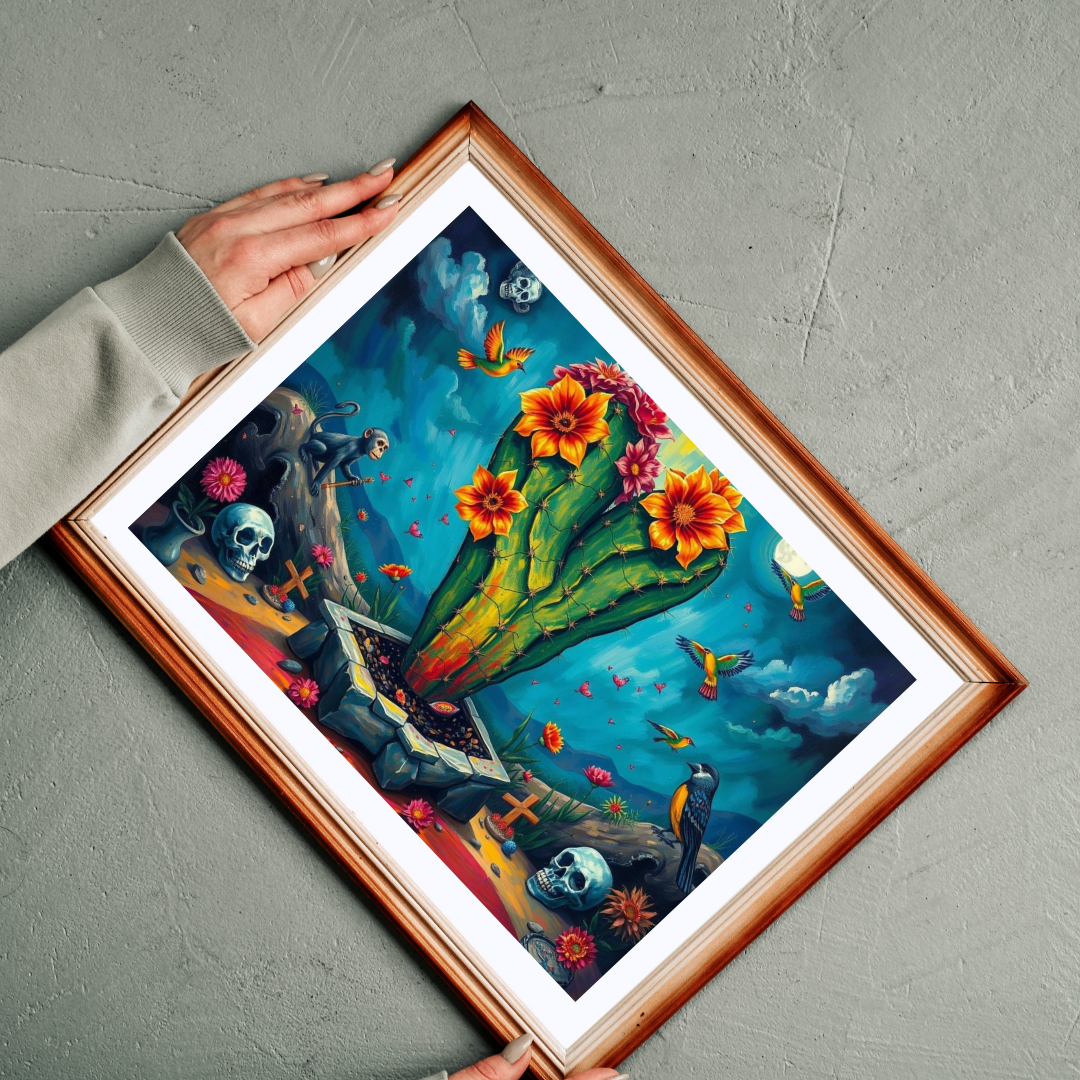 Stormborn Cactus Jigsaw Puzzle, Oversized Surreal Cactus and Skulls 110 252 520 1014-piece Jigsaw Game, Home Activity, Brain Teaser, Gift