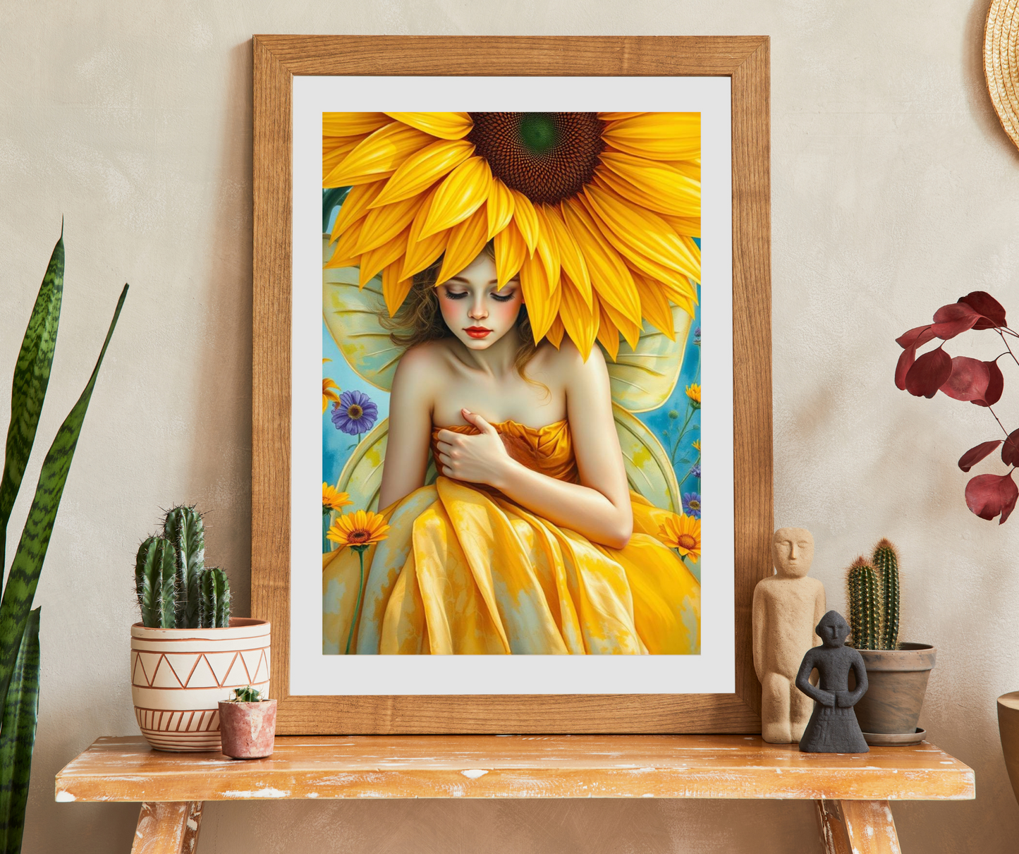 Sunflower Shade Fairy Jigsaw Puzzle, Floral Art Mythical Fantasy Game, Holiday or Birthday Gift for Friend, Decor, Mindfulness Activity
