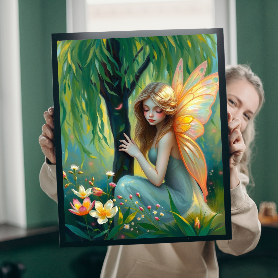 Fairy Under the Willow Jigsaw Puzzle - Enchanting Spring Garden Scene, Perfect for Adult Puzzle Lover, Gift for Friends, Family or Solo Fun