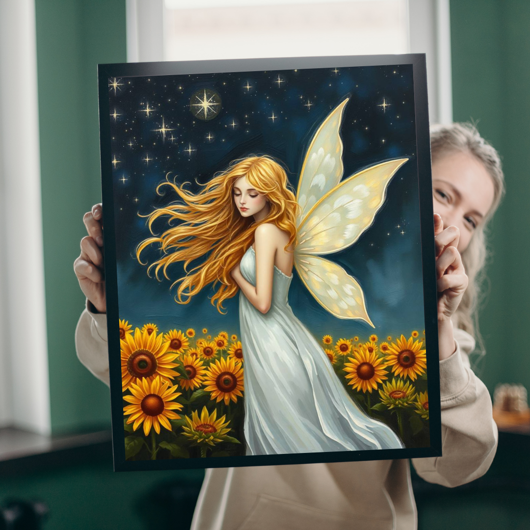 Starry Night Fairy Jigsaw Puzzle - Sunflower Field Under Moonlight Sky 110-1014-Pieces Ideal for Gifts, Family Fun, Cozy Nights, Home Decor