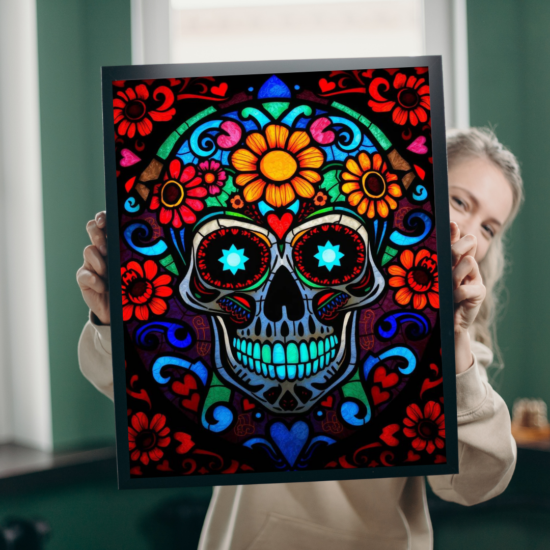 Vibrant Sugar Skull Puzzle - 110/252/520/1014 Pieces, Great Gift for Adults, Day of the Dead Decor, Fun Family Activity, Brain Teaser
