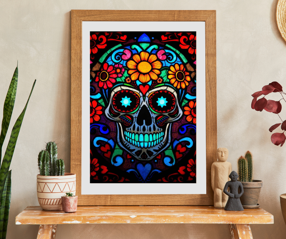 Vibrant Sugar Skull Puzzle - 110/252/520/1014 Pieces, Great Gift for Adults, Day of the Dead Decor, Fun Family Activity, Brain Teaser