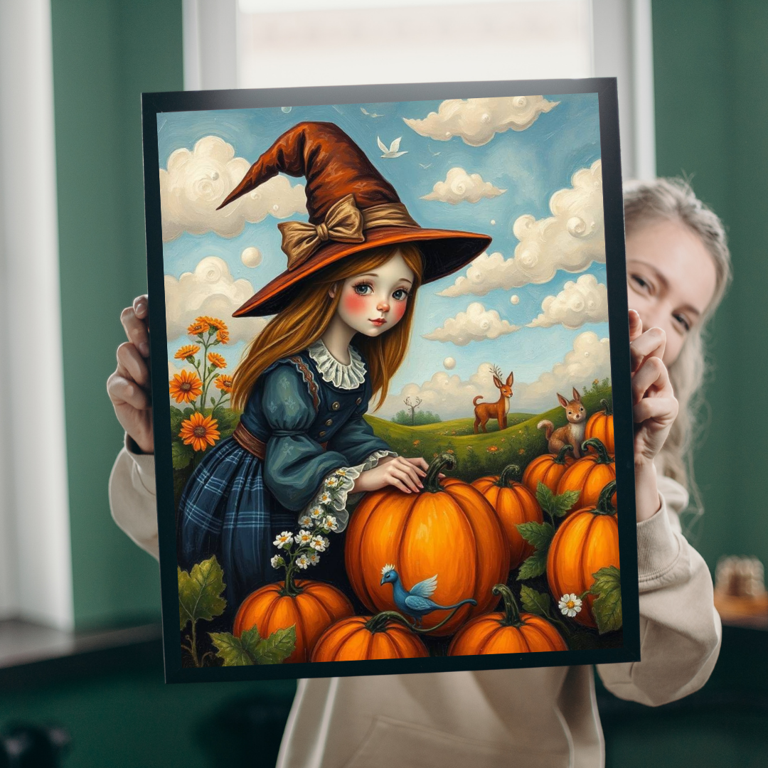 Pumpkin Patch Witch Jigsaw Puzzle - Whimsical Witch Puzzle for All Seasons, Fall Decor, Family Game Night, Halloween Fun, Cozy Home Activity