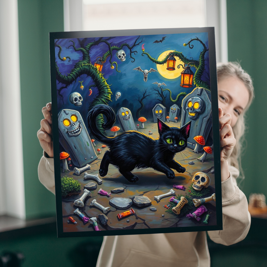 Tailspin Grave Mischief Jigsaw Puzzle - Spooky Cat Puzzle, 110-1014 Piece Halloween Gift, Cat Lover Decor, Family Activity Haunted Night Fun