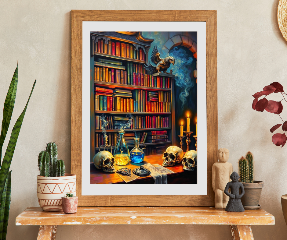 Enigmatic Library Jigsaw Puzzle - Mystical Artwork for Book Lovers, Halloween Home Decor, Family or Solo Fun, Holiday Birthday Gifts