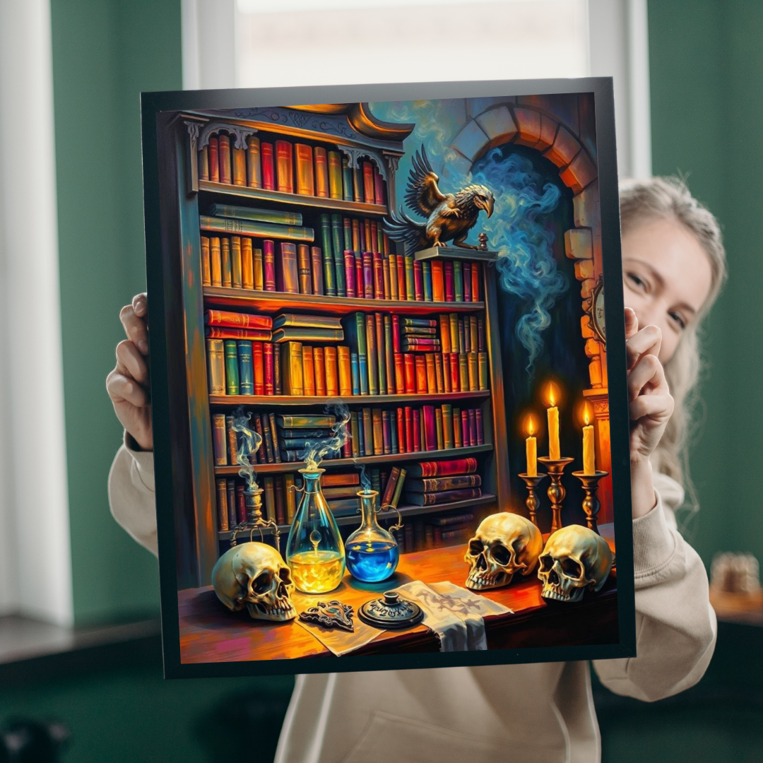 Enigmatic Library Jigsaw Puzzle - Mystical Artwork for Book Lovers, Halloween Home Decor, Family or Solo Fun, Holiday Birthday Gifts