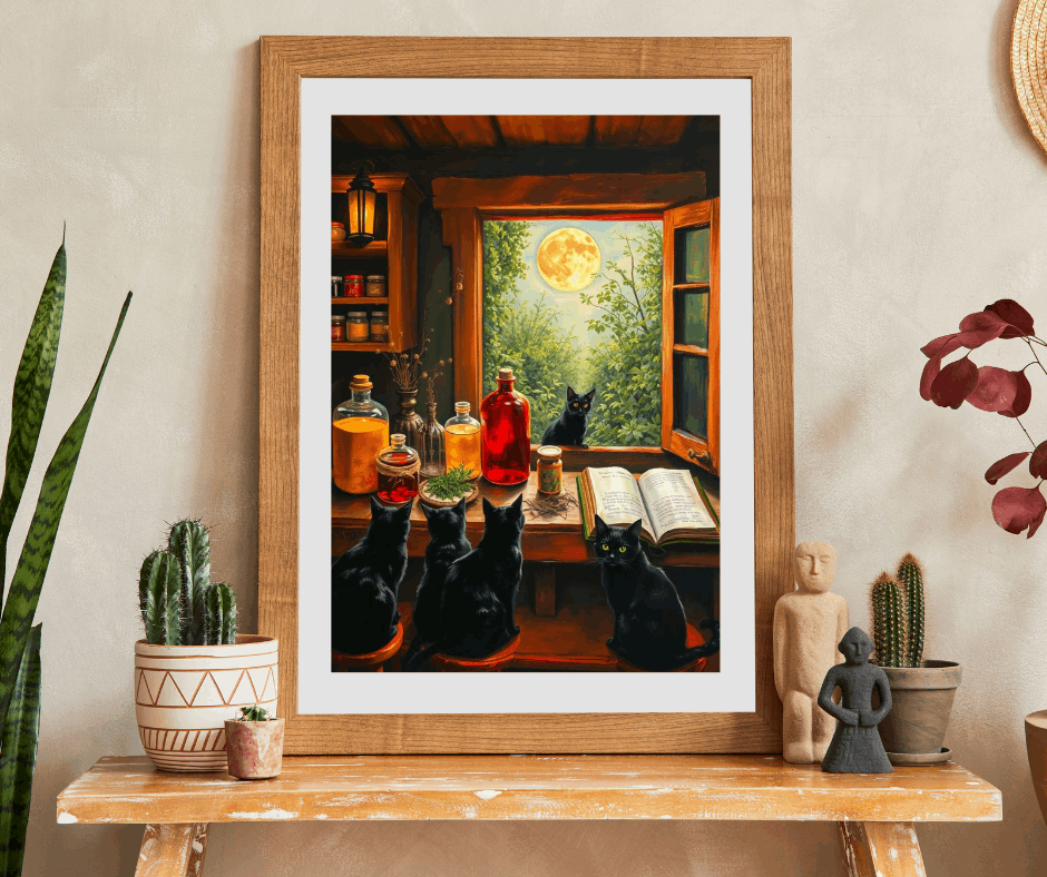 Autumn Alchemists Table Jigsaw Puzzle - Mystical Cat Theme, Ideal Witchy Gift for Cat Lover, Magic Enthusiast, Family Fun, Mindful Activity