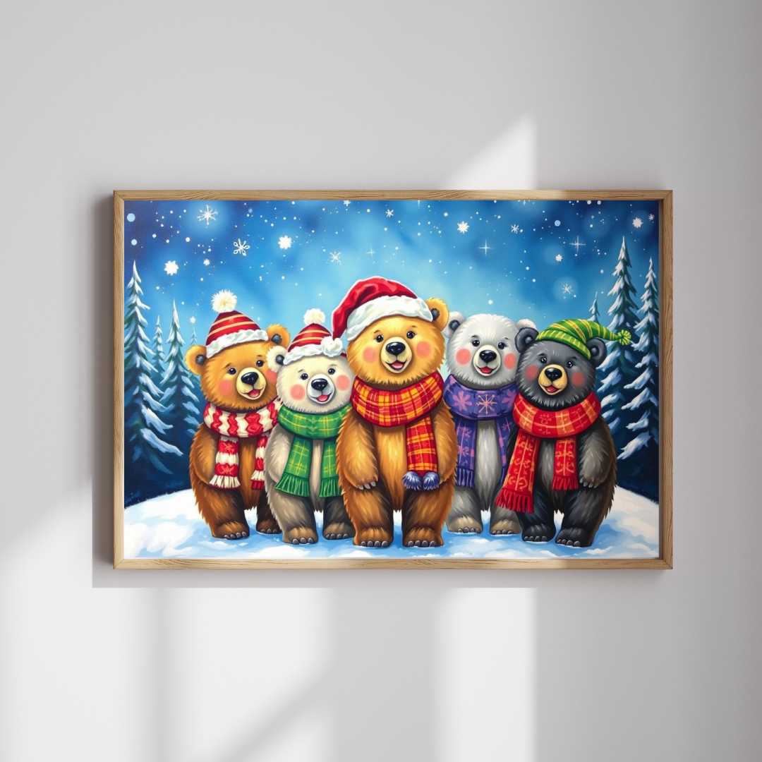 Starlit Christmas Bears Jigsaw Puzzle, Festive Bear Family Game for Holiday Fun, Birthday Gift, Cozy Nights Solo Activity, Family Game Night