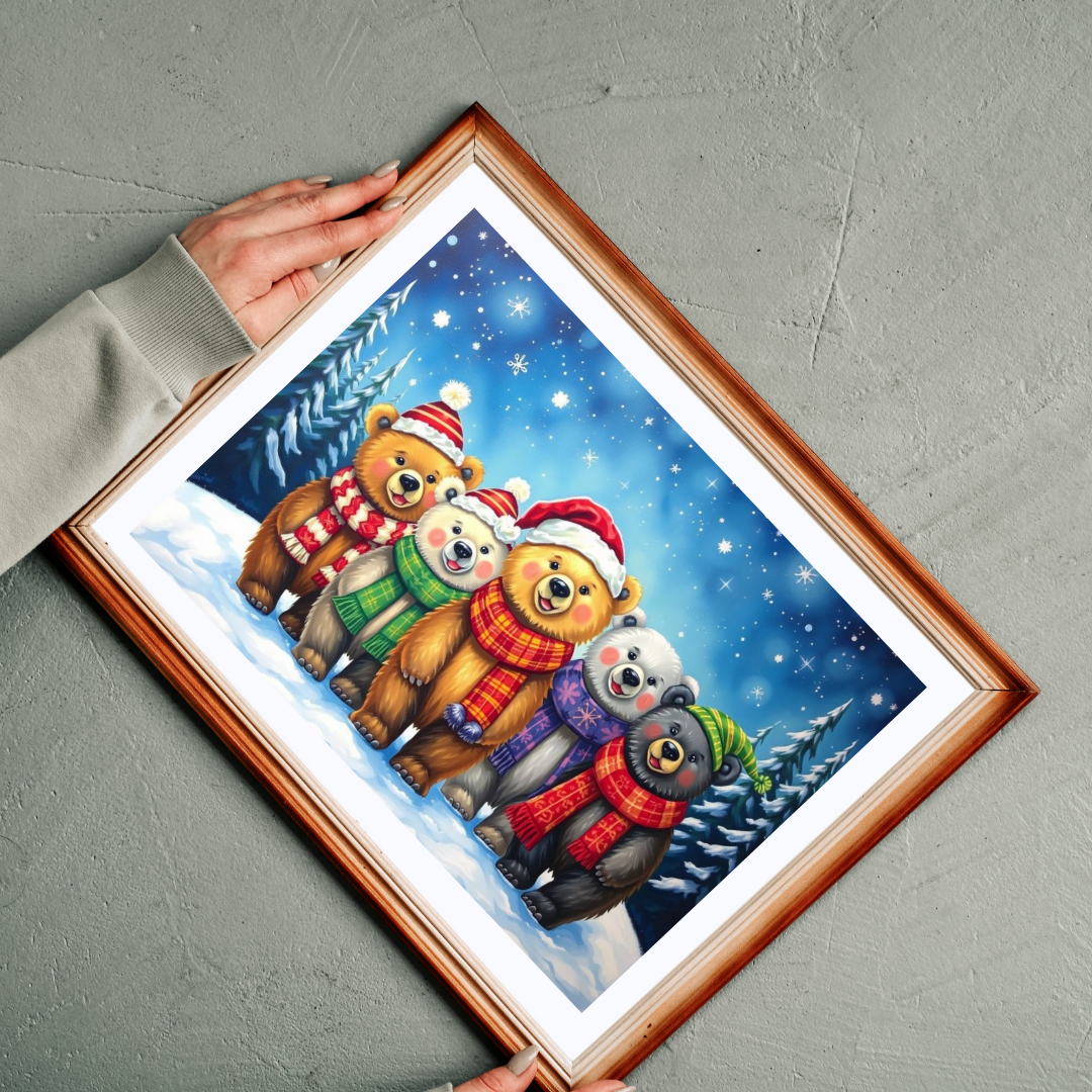 Starlit Christmas Bears Jigsaw Puzzle, Festive Bear Family Game for Holiday Fun, Birthday Gift, Cozy Nights Solo Activity, Family Game Night