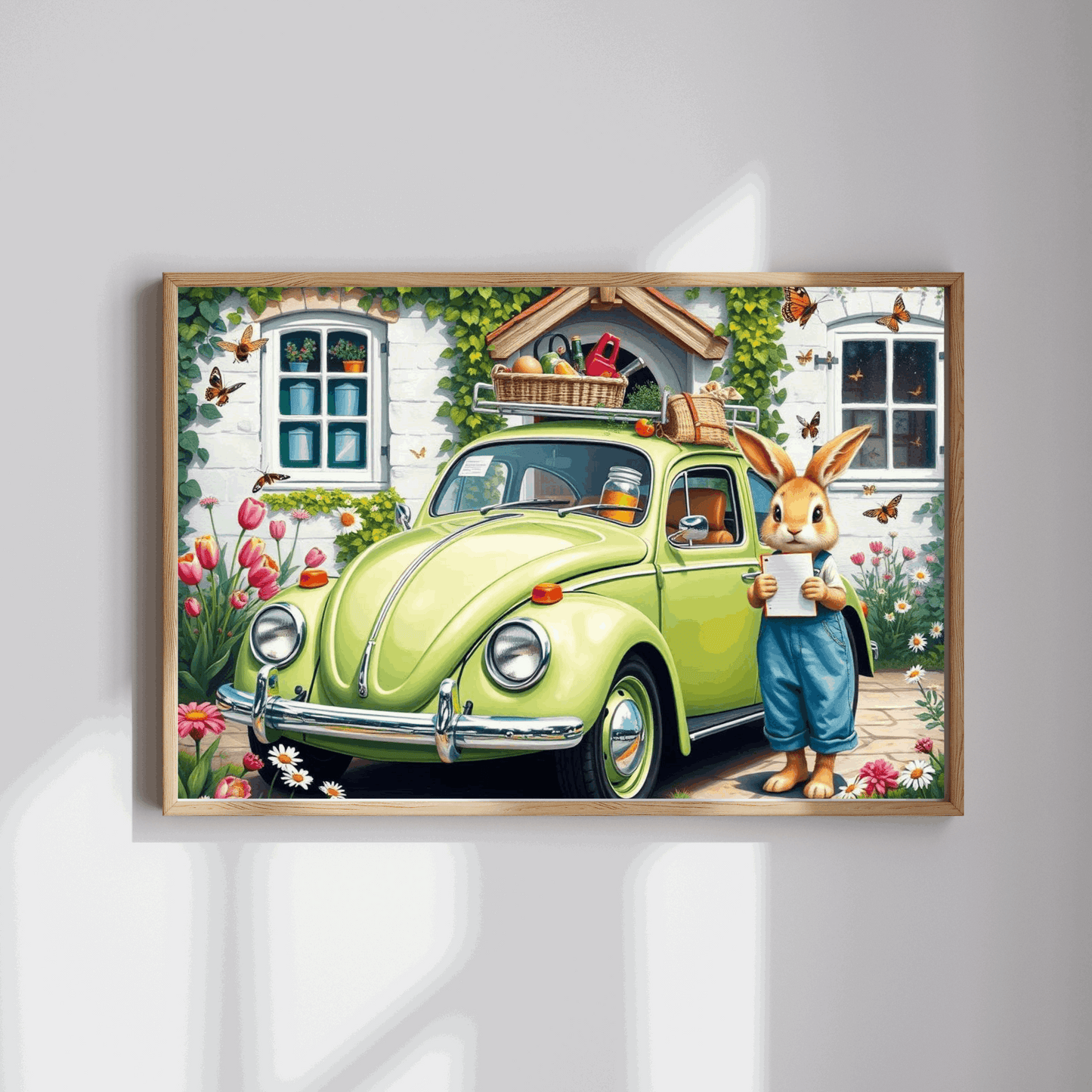 Springtime Garden Delivery Vintage Car Puzzle, Classic Retro Auto Jigsaw Game with Easter Rabbit Puzzle The Puzzle Chest