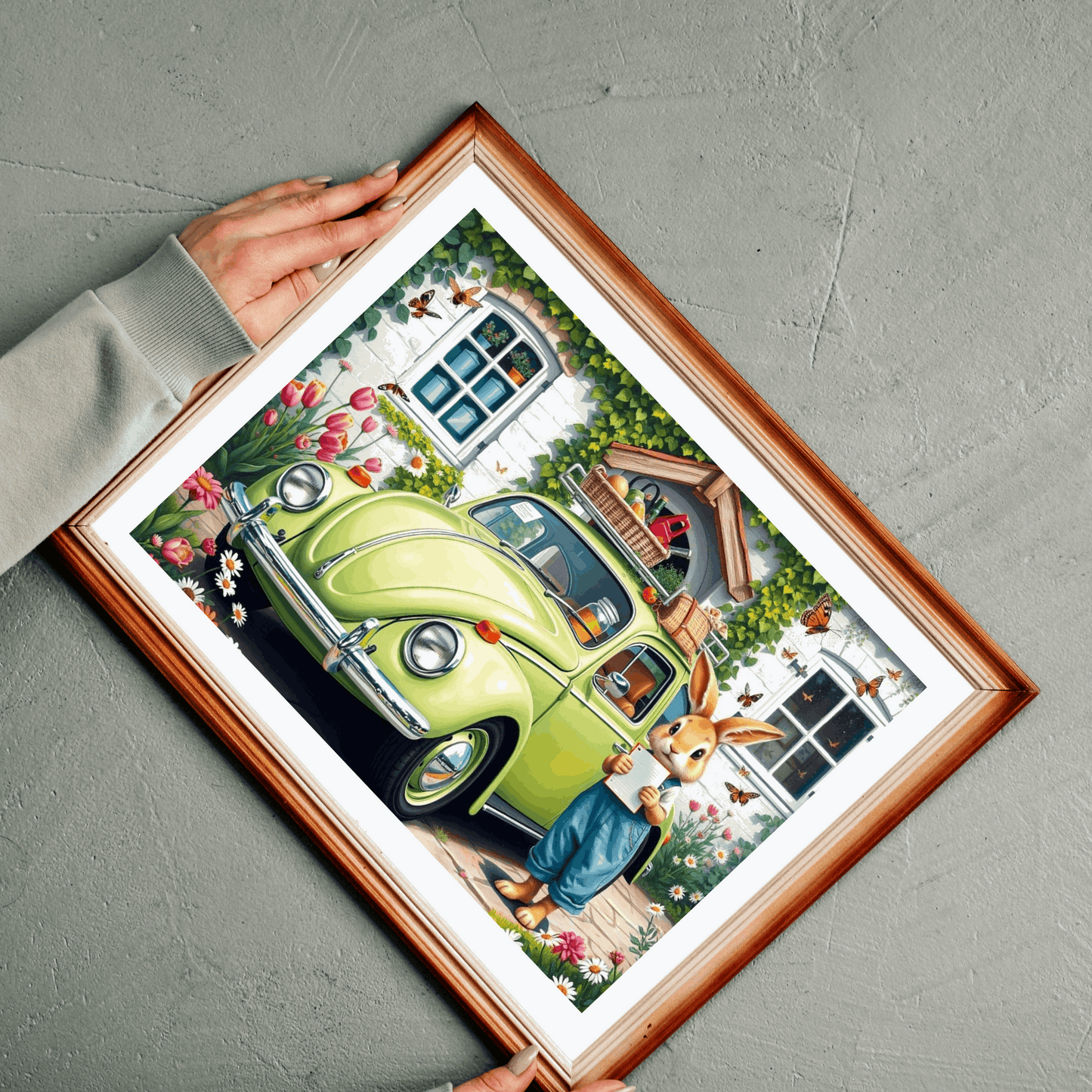 Springtime Garden Delivery Vintage Car Puzzle, Classic Retro Auto Jigsaw Game with Easter Rabbit Puzzle The Puzzle Chest