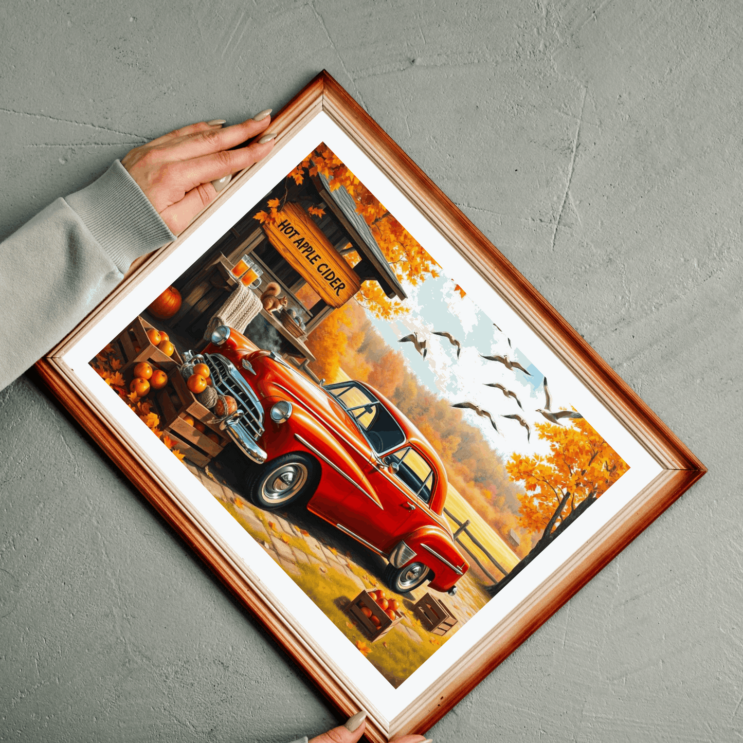 Apple Cider Stand Stop Fall Themed Jigsaw Puzzle - Retro Car Scene, Family Fun Activity, Autumn Decor Gift, Cozy Indoor Entertainment