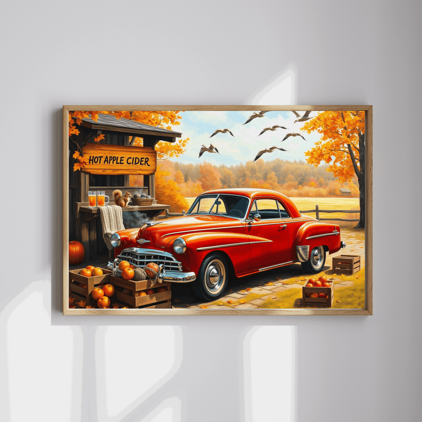 Apple Cider Stand Stop Fall Themed Jigsaw Puzzle - Retro Car Scene, Family Fun Activity, Autumn Decor Gift, Cozy Indoor Entertainment