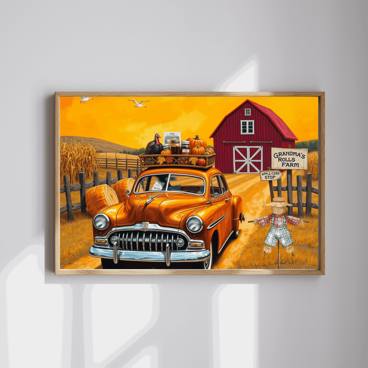 Autumn Farm Vintage Car Puzzle - 110, 252, 520, 1014-piece, Family Game, Fall Holiday Birthday Gift for Car Lovers, Puzzle Enthusiasts