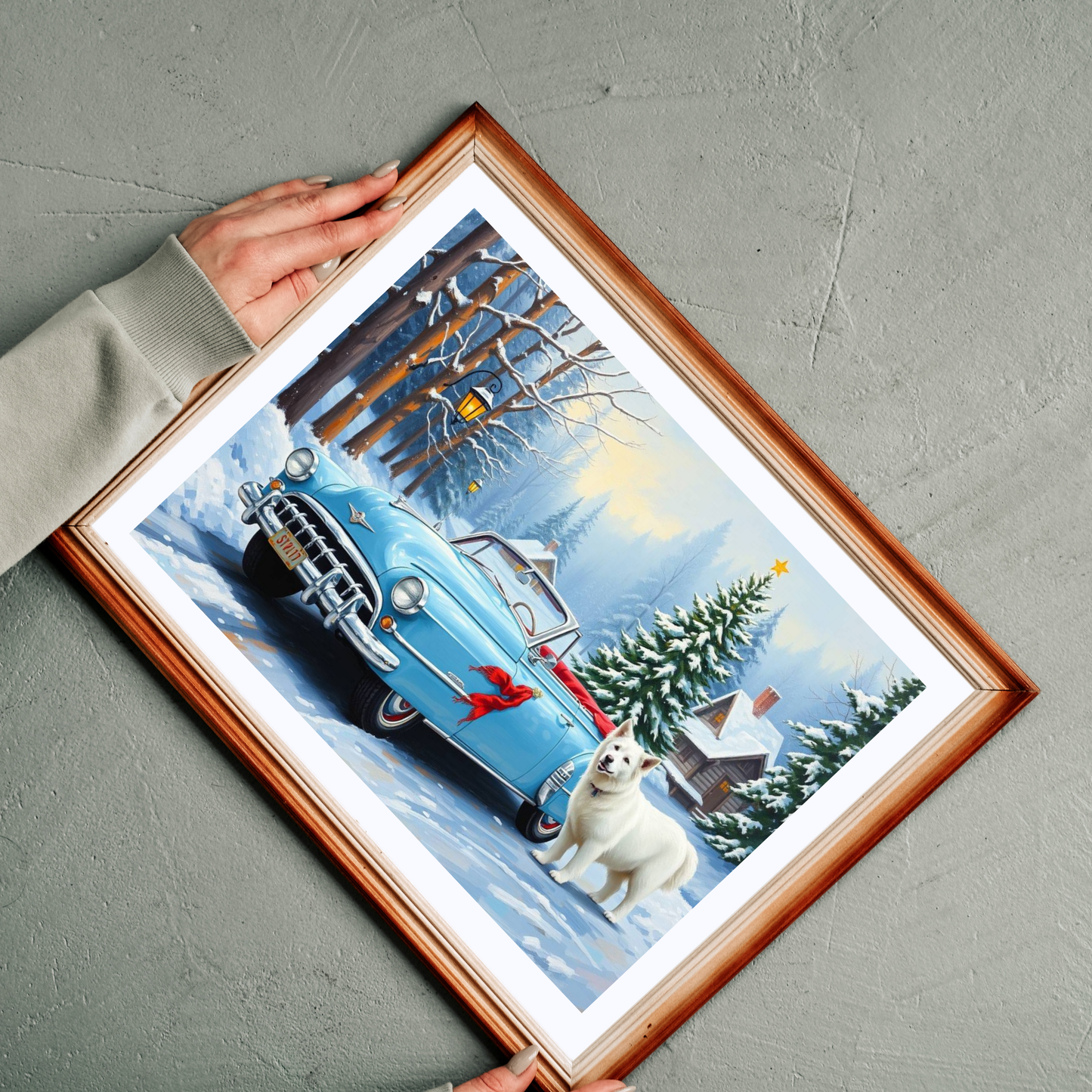 Evergreen Lane Jigsaw Puzzle - Vintage Car and Dog Scene, Holiday Gift for Friends, Family Activity, Christmas Cozy Indoor Fun Art Piece Puzzle The Puzzle Chest