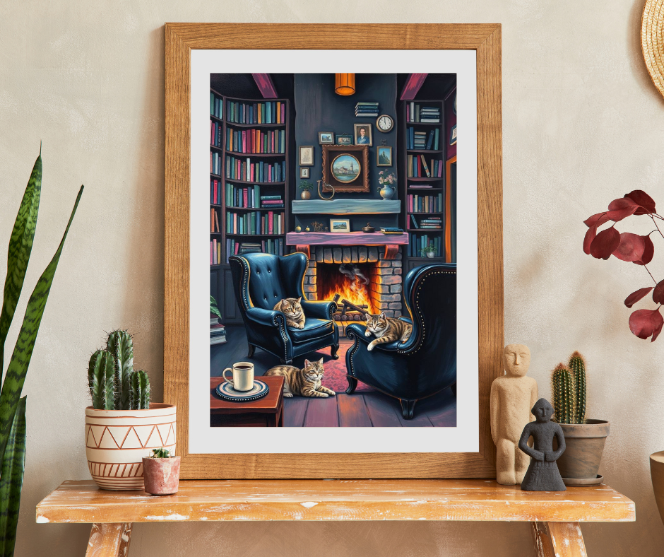 Cozy Cat-Themed Reading Room Puzzle - Home Library Jigsaw Game Perfect for Cat Lovers, Family Fun, Bookish Gift Idea, Quiet Leisure Activity