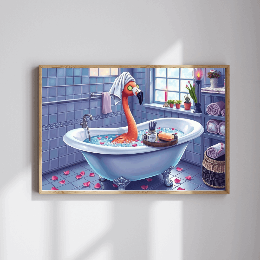 Flamingo in Bubble Bath - Fun and Whimsical Spa Puzzle, Unique Gift for Friends, Perfect for Family Fun, Birthday, or Spa Day Gathering