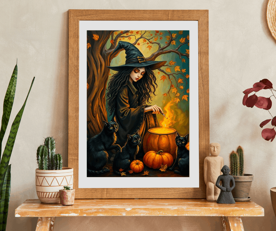 Catspell Cauldron Night Witchy Jigsaw Puzzle, Halloween Scene Perfect for Family Fun, Cozy Nights, Fall Celebrations, Gift for Puzzle Lover Puzzle The Puzzle Chest
